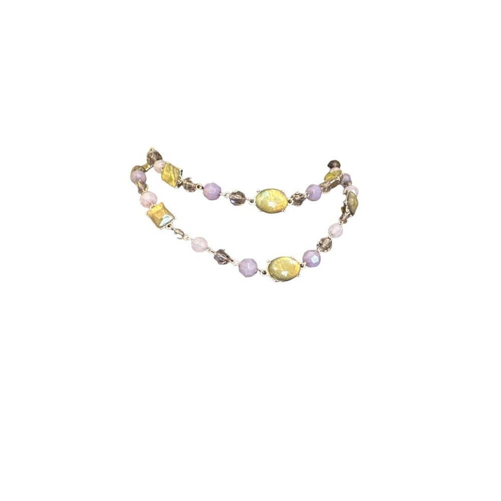 Handcrafted Lavender & Green Gemstone Necklace With Adjustable Chain